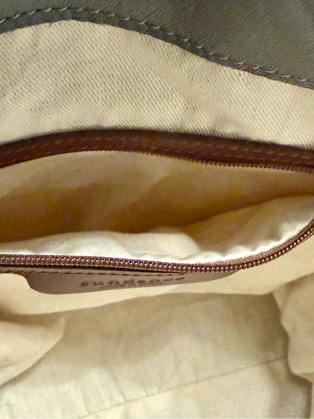 Sundance Leather Backpack in Light Gray with Tan Accents - Picture 5 of 10
